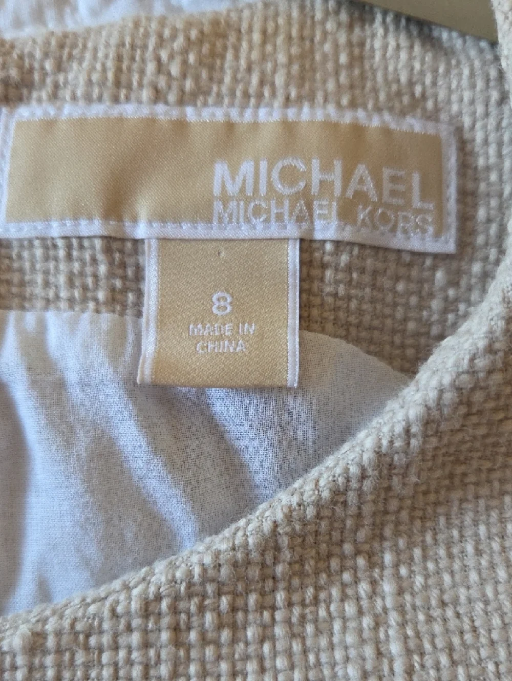 Michael Kors Beige and White Sleeveless Colorblock Shift Dress - Picture 5 of 8